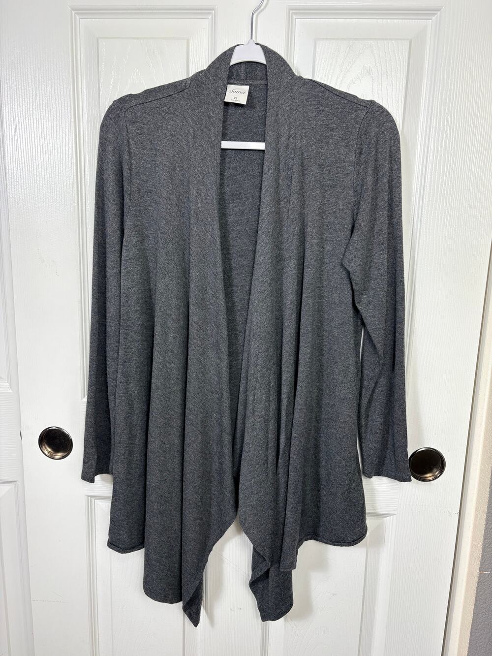 Soma Dark Gray Open Front Draped Cardigan Size XS